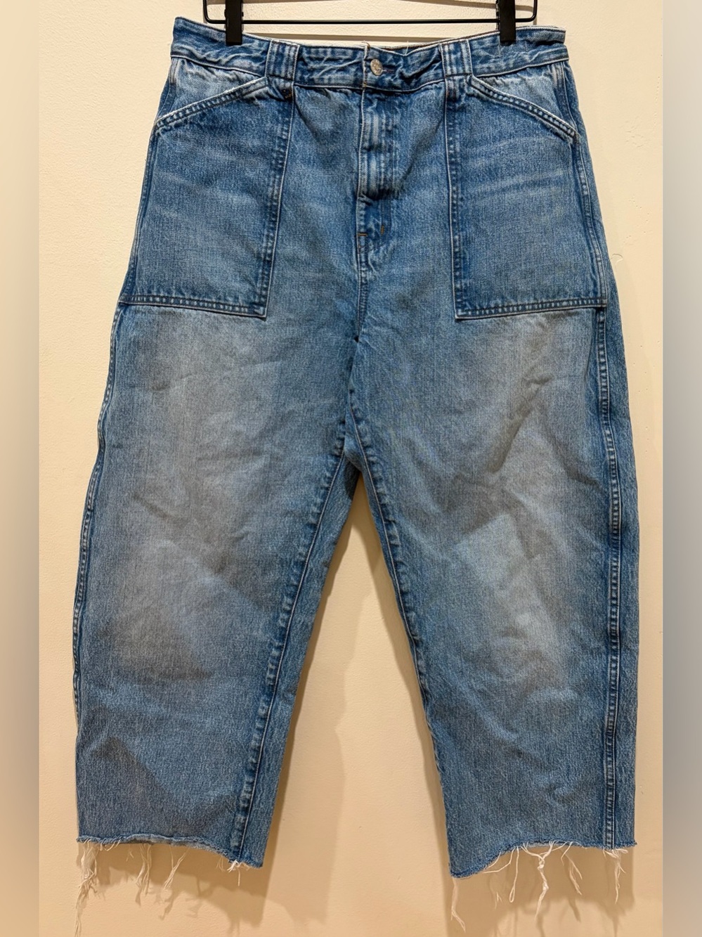 Madewell The Curvy Balloon Jean Denim Blue Raw Cut Hem Jeans Pants Women’s 31